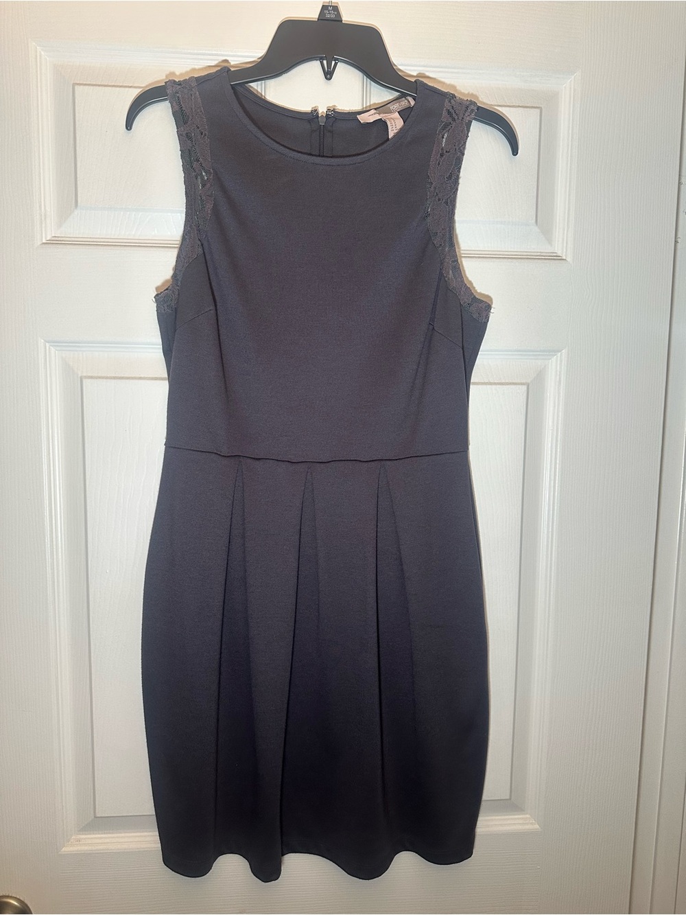 Forever 21 Charcoal Gray Sleeveless Lace-Trim Fit & Flare Dress